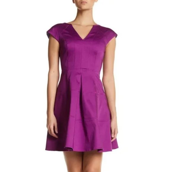 Nanette Lepore Purple Cutout Back Fit & Flare Dress 0 - Picture 1 of 11
